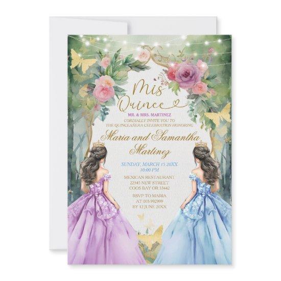 Purple and Blue Twin Royal Princess Quinceañera
