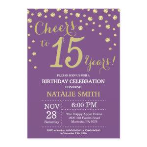 Purple and Gold 15th Birthday Diamond