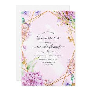 Purple and Gold Floral Geometric Quinceañera