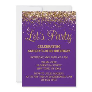 Purple and Gold Glitter 30th Birthday Let's Party