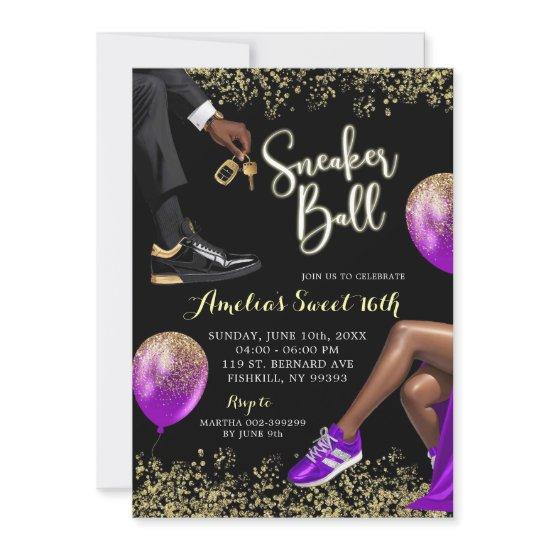 Purple and Gold Sneaker Ball Sweet 16 Birthday