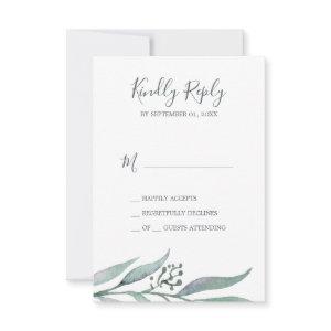 Purple and Green Eucalyptus Simple RSVP Card