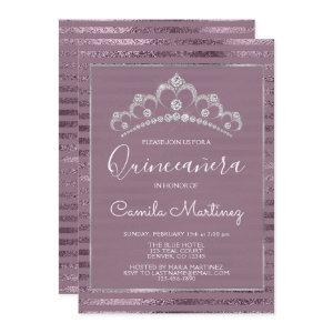 Purple and Silver Foil Quinceanera with Tiara