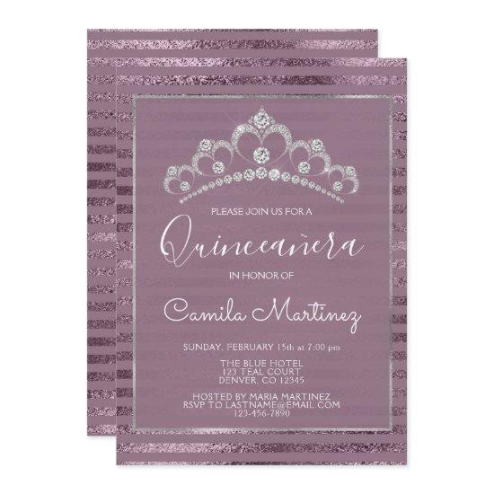 Purple and Silver Foil Quinceanera with Tiara