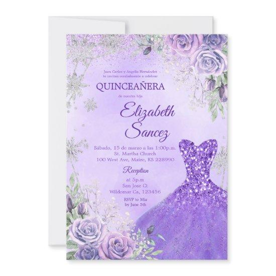 Purple and Silver Winter Quinceanera