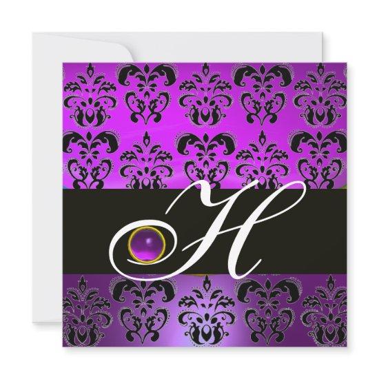 PURPLE BLACK DAMASK MONOGRAM AMETHYST
