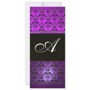 PURPLE BLACK  DAMASK MONOGRAM , white