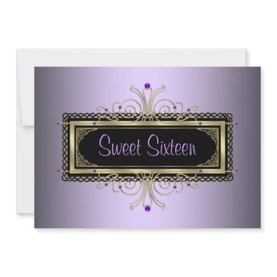 Purple Black Gold Sweet Sixteen Birthday Party