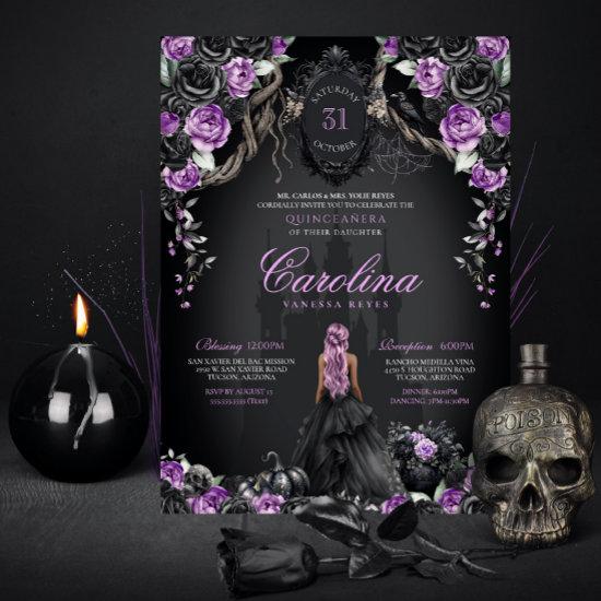 Purple Black Gothic Princess Halloween Quinceanera