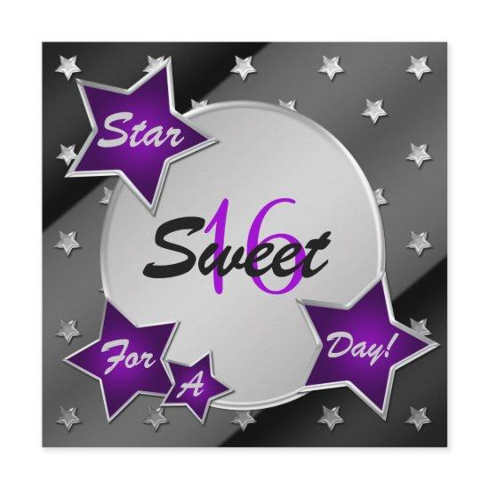 Purple, Black, Silver Stars Sweet 16