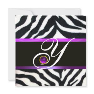 PURPLE BLACK WHITE ZEBRA FUR MONOGRAM ,amethyst