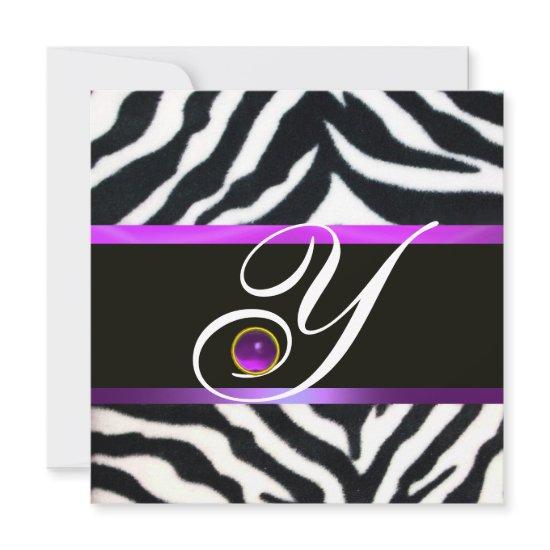 PURPLE BLACK WHITE ZEBRA FUR MONOGRAM ,amethyst
