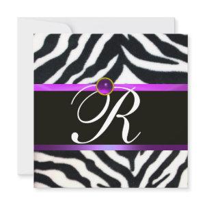 PURPLE BLACK WHITE ZEBRA FUR MONOGRAM ,amethyst