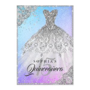 Purple Blue Diamond Lace Sparkle Gown Quinceanera