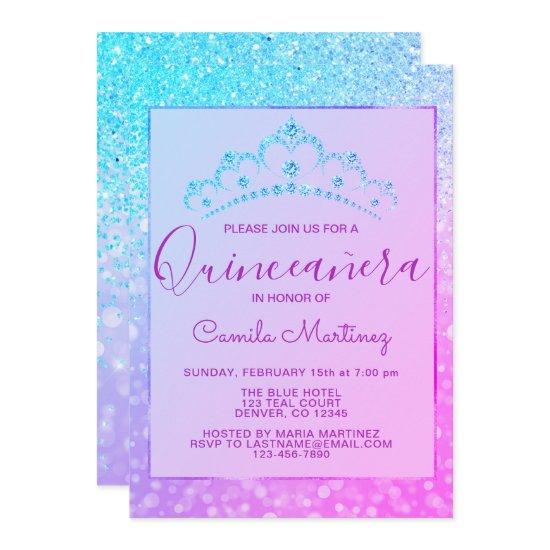 Purple - Blue Girly Glitter Sparkle Quinceanera