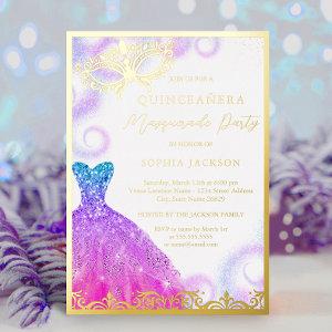 Purple Blue Masquerade Party Dress Quinceanera  Foil