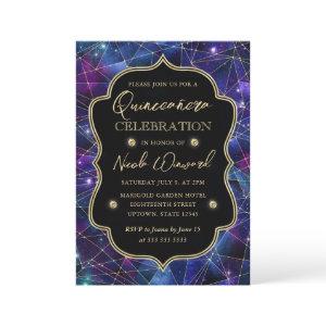 Purple & Blue Midnight Crystal Galaxy Quinceanera