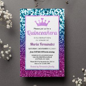 Purple Blue Princess Quinceañera Bokeh