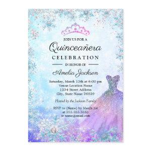Purple Blue Sparkle Snowflakes Winter Quinceanera