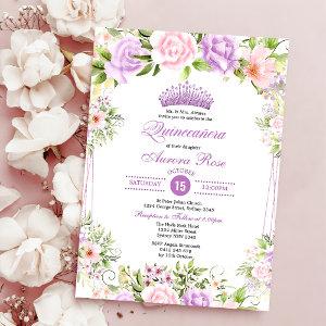 Purple Blush Boho Floral Quinceañera 15th Birthday