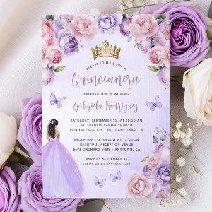 Purple Blush Floral Watercolor Quinceañera