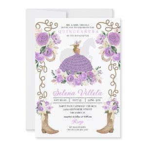 Purple Boots Roses Western Quinceañera