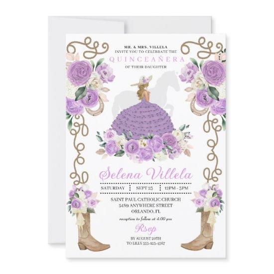 Purple Boots Roses Western Quinceañera