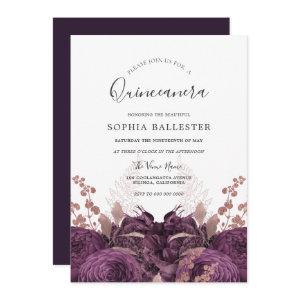 Purple Burgundy Floral Elegant Quinceanera Party