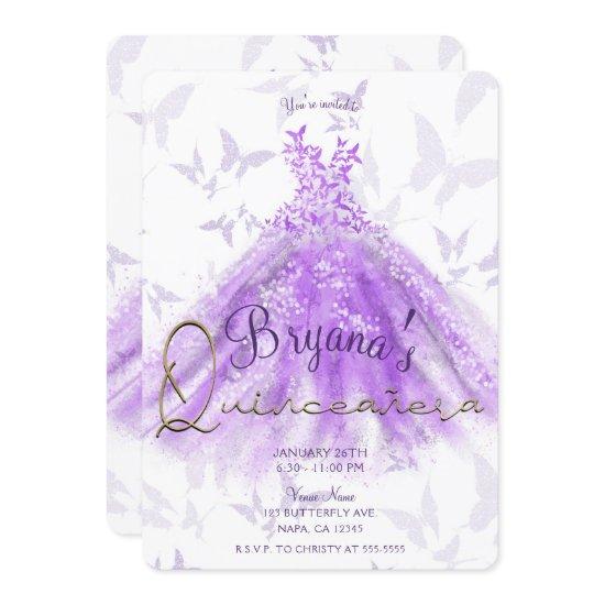 Purple Butterfly Dance Dress Quinceañera Party