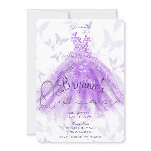 Purple Butterfly Dance Dress Silver Quinceañera 15