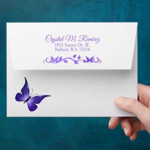 Purple Butterfly Envelope for