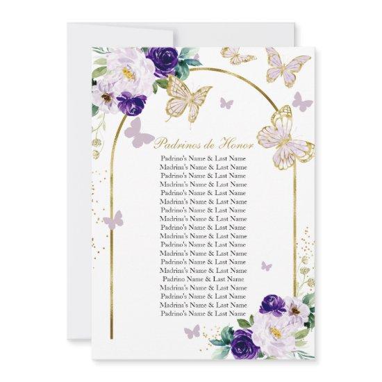 Purple Butterfly Quinceanera Padrinos de Honor