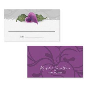 Purple Calla Lily Wedding Elegant Floral Place Card