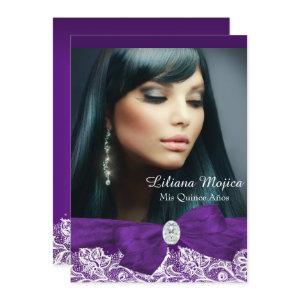 Purple Diamond Bow & Pretty Lace Quinceanera