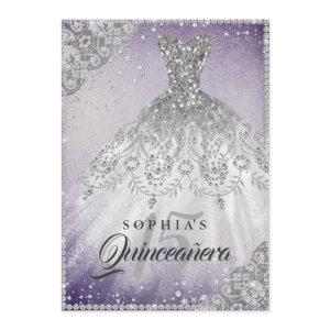 Purple Diamond Lace Sparkle Gown Quinceanera