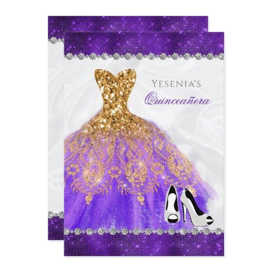 Purple Diamond Sparkle Glam Quinceañera