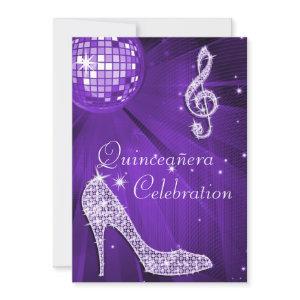 Purple Disco Ball and Sparkle Heels Quinceañera