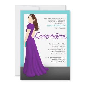 Purple Dress Tiara Turquoise Quinceañera