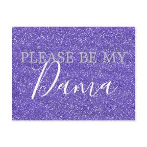Purple Faux Glitter Dama Quinceanera Proposal  Postcard