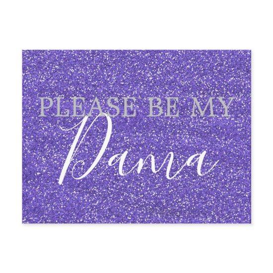 Purple Faux Glitter Dama Quinceanera Proposal  Postcard