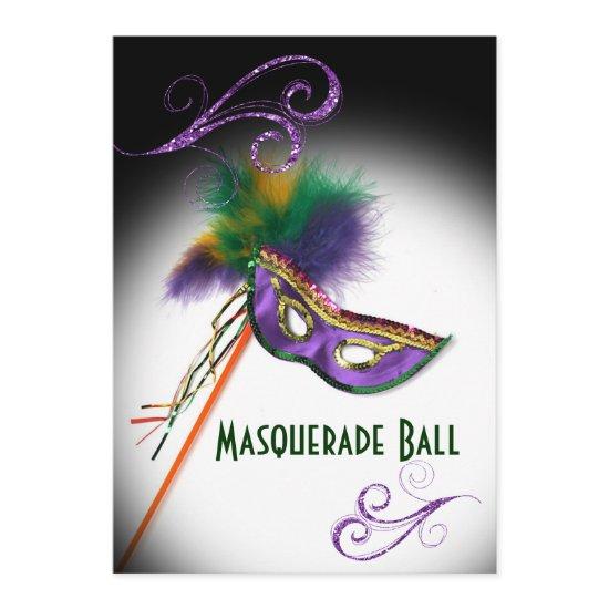 Purple Feather Mask Masquerade Party