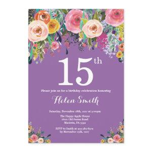 Purple Floral 15th Birthday