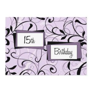 Purple Floral 15th Birthday Party  Cards