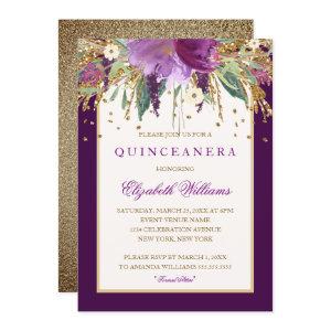 Purple Floral Amethyst Quinceanera