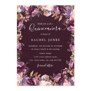 Purple Floral Bloom Watercolor Quinceanera