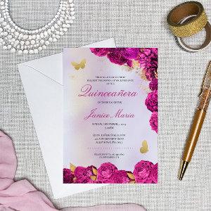 Purple Floral Butterfly Elegant Quinceañera