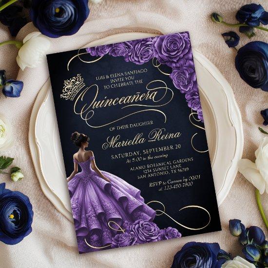 Purple Floral Dress Quinceañera