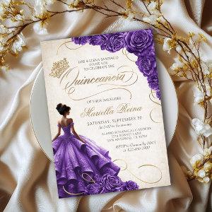 Purple Floral Dress Quinceañera