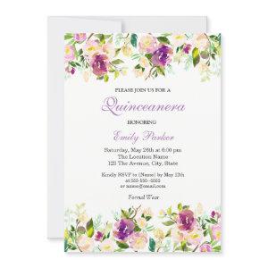 Purple Floral Elegant Quinceanera