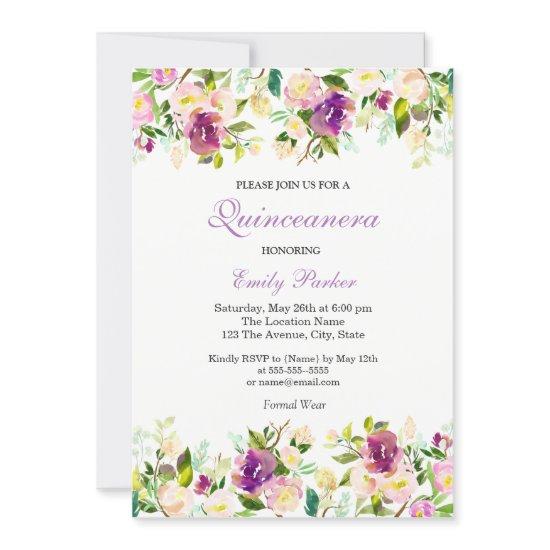 Purple Floral Elegant Quinceanera